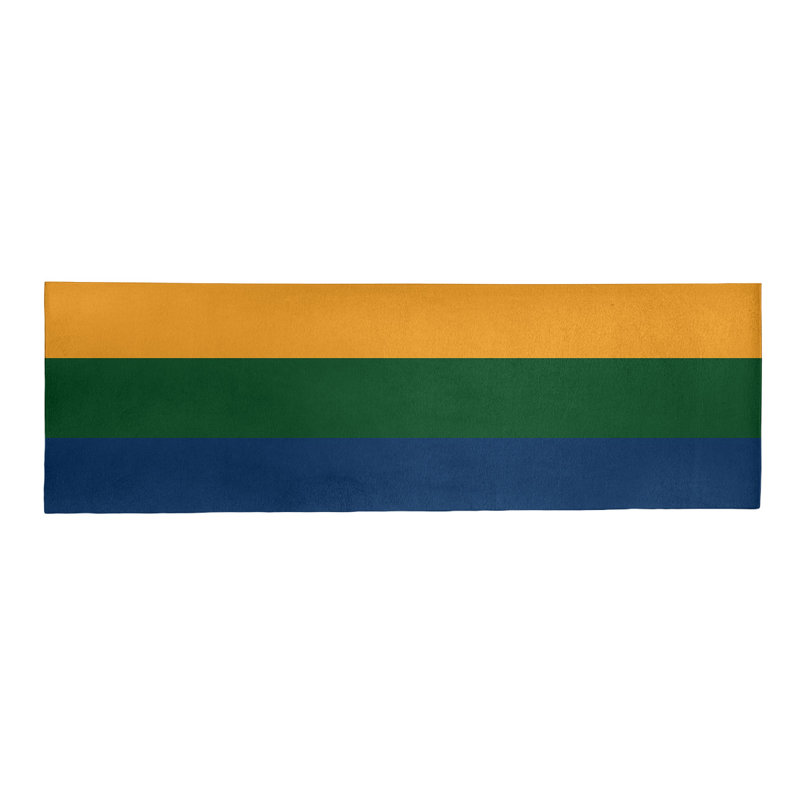 Tapis à rayures bleu marine/vert/doré, Tapis de couloir 2 pi 6 po x 8 pi