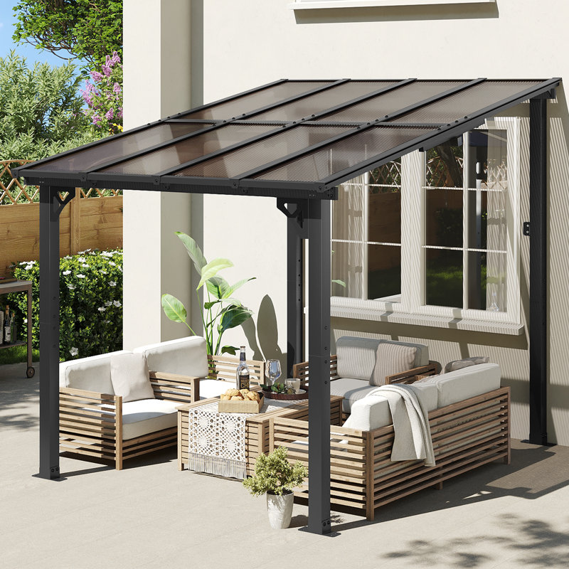 Aoxun 8’x10’ Gazebo Wall Mounted Gazebos Pergola, 98" H x 96" W x 120" D