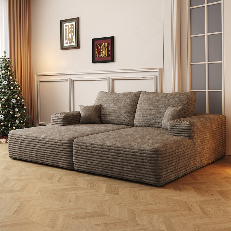 Canapé-lit moderne avec canapé-lit double et tissu moelleux pour diverses pièces, Chameau