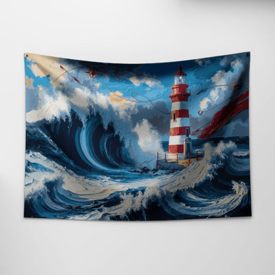 Tapisserie murale nautique rouge, blanche et bleue