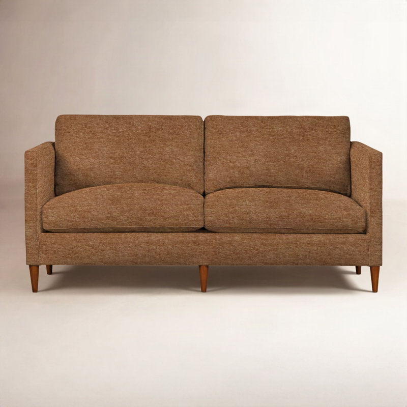 Clifford Upholstered Custom Studio Sofa, Nave Bark Performance Distressed Velvet