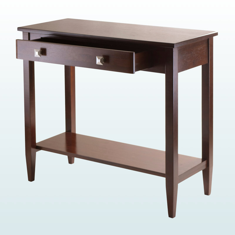 Arden Brown Finish 1-Shelf With Wide Drawer Console Table, 29.81" H X 33.78" W X 15.44" D