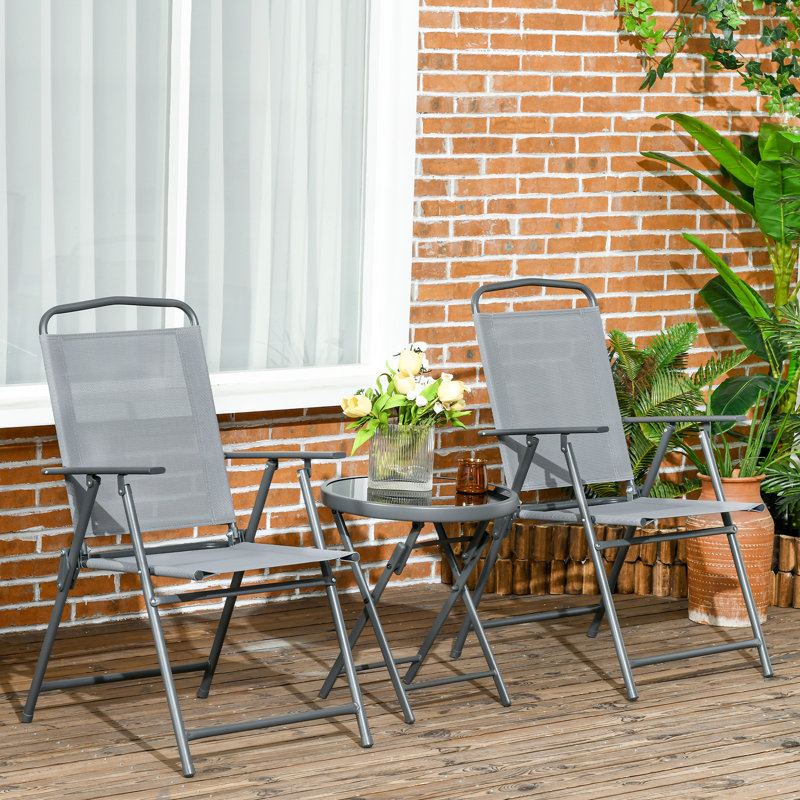 Guzalak 2 - Person Patio Dining Set with Round Table, Light Grey