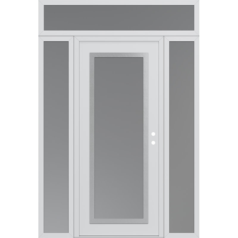 Panneau d'entrée en acier blanc / blanc avec 2 panneaux latéraux et porte d'entrée avant suspendue, L 61,06 po x H 95,69 po
