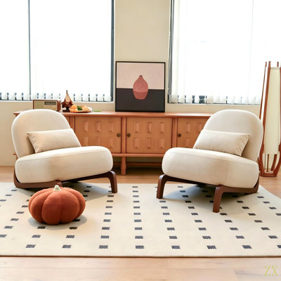 Mignon fauteuil d'appoint avec pieds en bois massif, fauteuil de salon en similicuir avec coussin moelleux, fauteuil de chambre confortable, fauteuil de lecture confortable pour appartement, salle d'attente, balcon, ensemble de 2