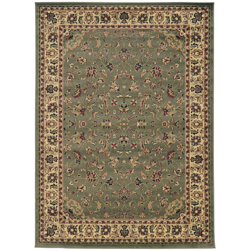 Tapis d'intérieur traditionnel vert sauge Safira, Rectangle 3 pi 3 po x 4 pi 11 po