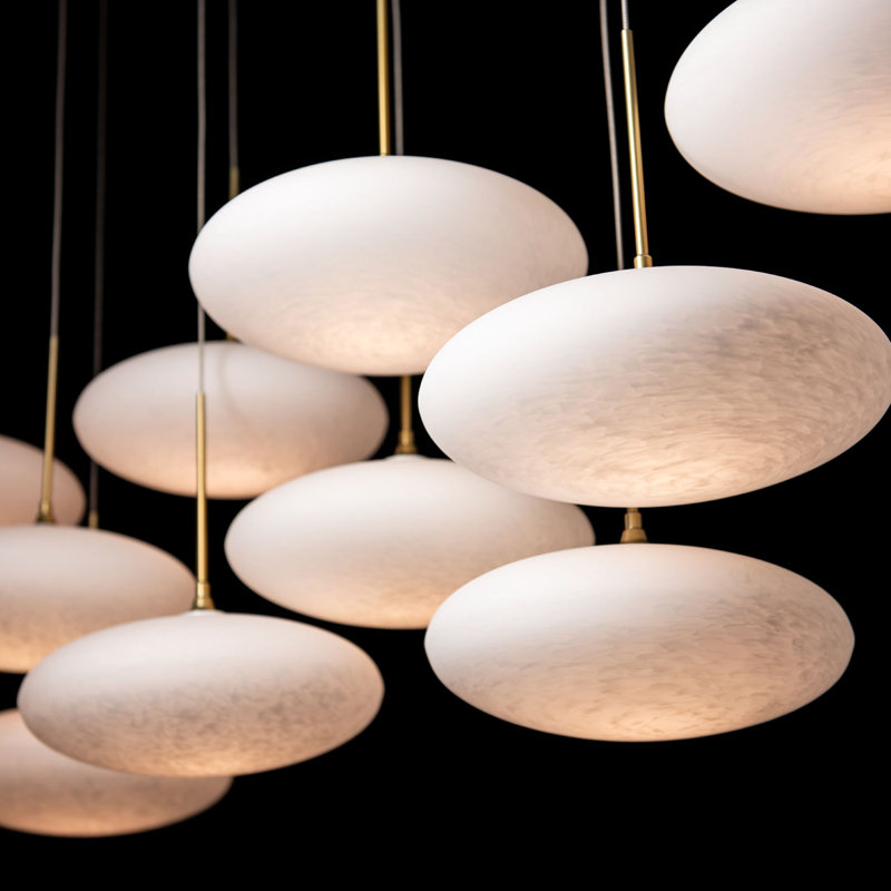 Clouds 10-Light Pendant - Standard Overall Height, Modern Brass, 75"