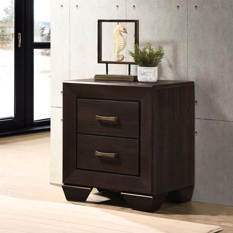 Table de chevet 2 tiroirs foncé - idéale pour la décoration de chambre à coucher avec une solution de rangement élégante
