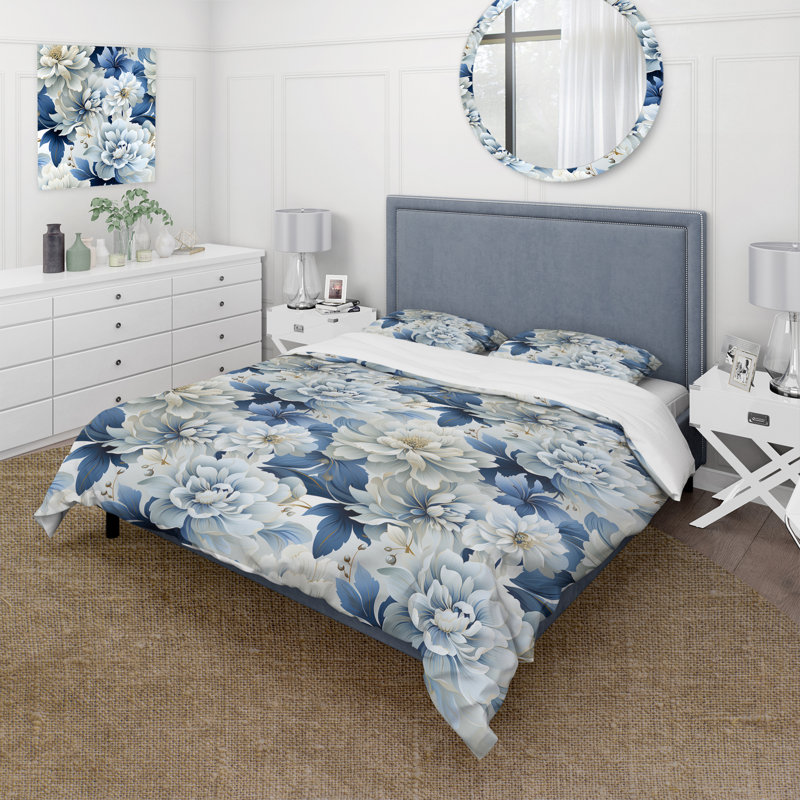 Ensemble de housse de couette damassé Misty, Housse de couette pour grand lit et 2 taies décor