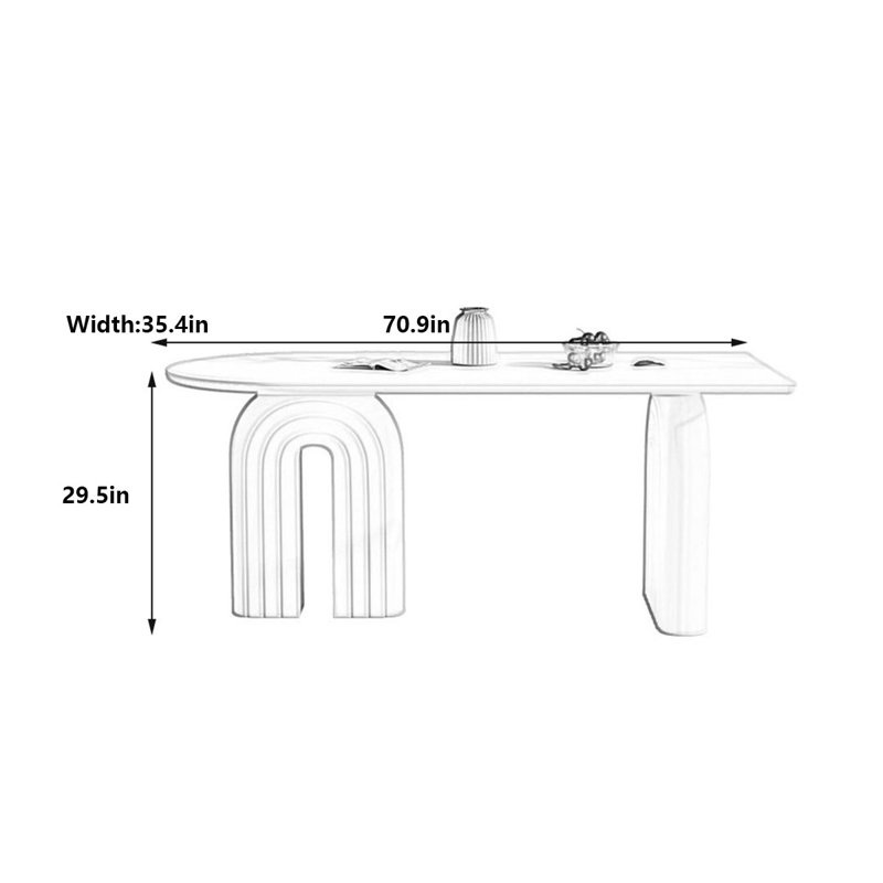 Table de salle à manger French Rock, H 29,5 po x L 70,9 po x l 35,4 po