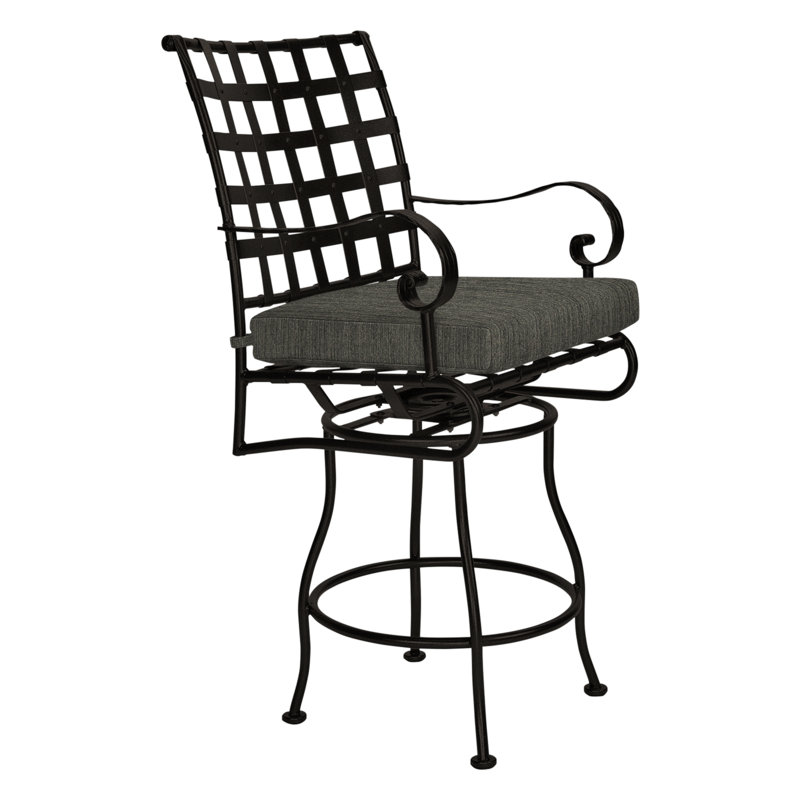 Classico Outdoor Bar Stool, Sash Denim, Carbon Black