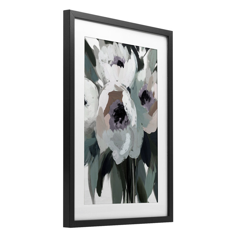 L'absence de chagrin, reproduction sous verre, conception par Annabelle Hall, H 23 po x l 17 po, Cadre noir minuit