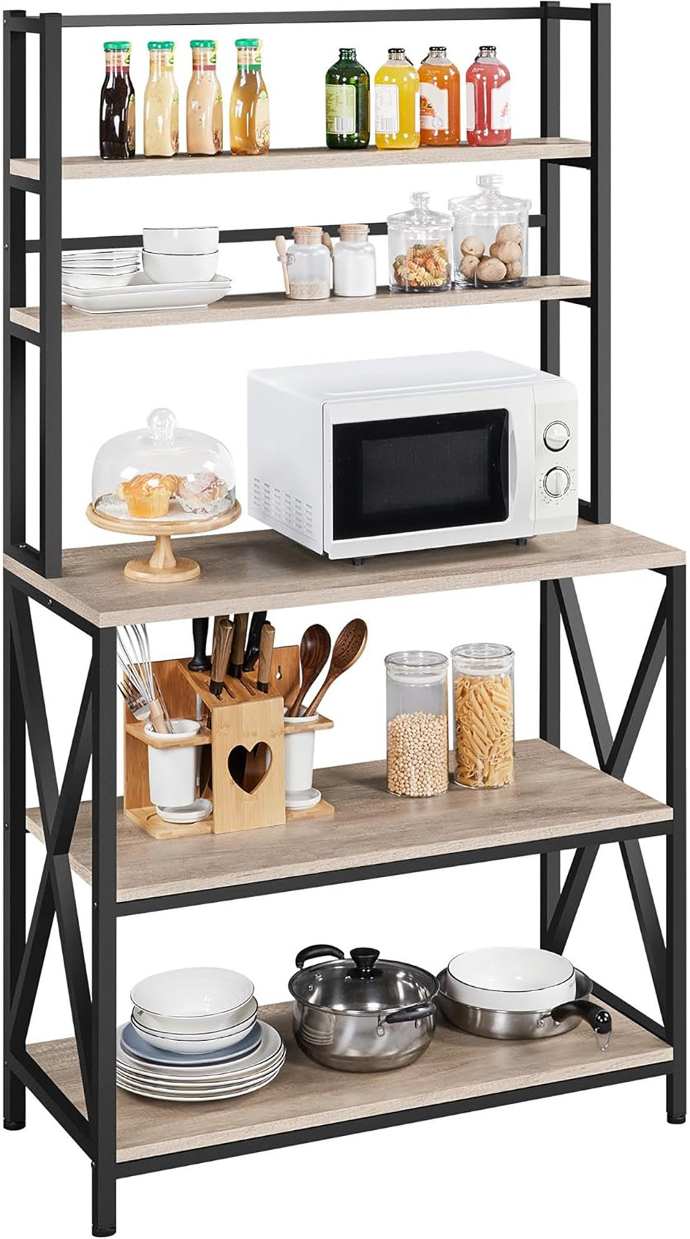 17 Stories Microwave Oven Stand With Shelves, 5-Tier Kitchen Organizer ...