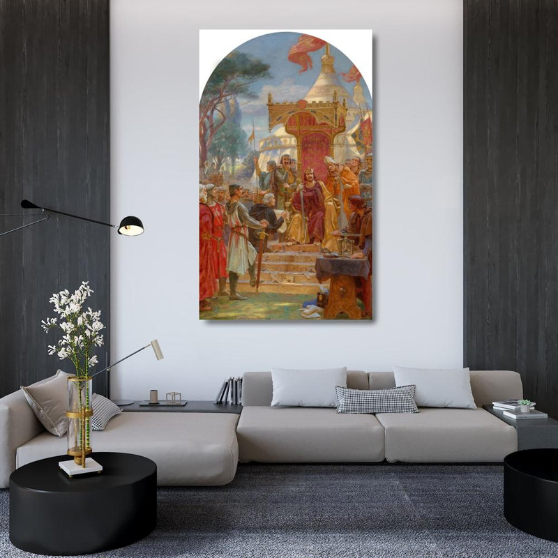 «King John Granting Magna Carta» par Ernest Normand - reproduction d'art sur toile tendue avec châssis, H 48 po x l 33 po