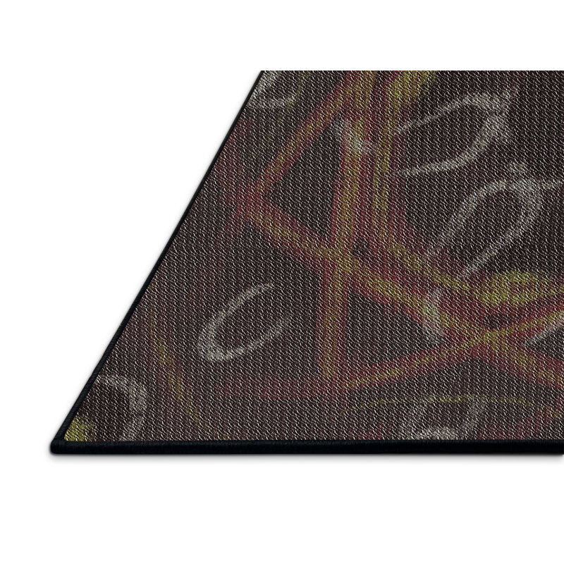 Tapis brun/jaune à motifs, Rectangle 5 pi x 7 pi