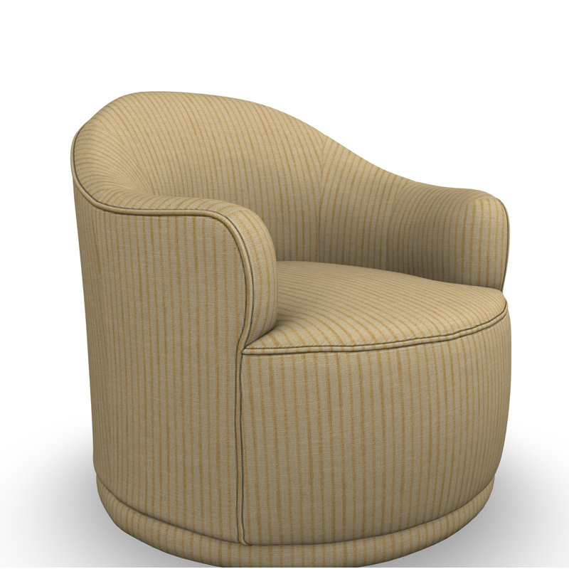 Fauteuil demi-tonneau pivotant de 24 po CAL117, Chamois ton sur ton rayé