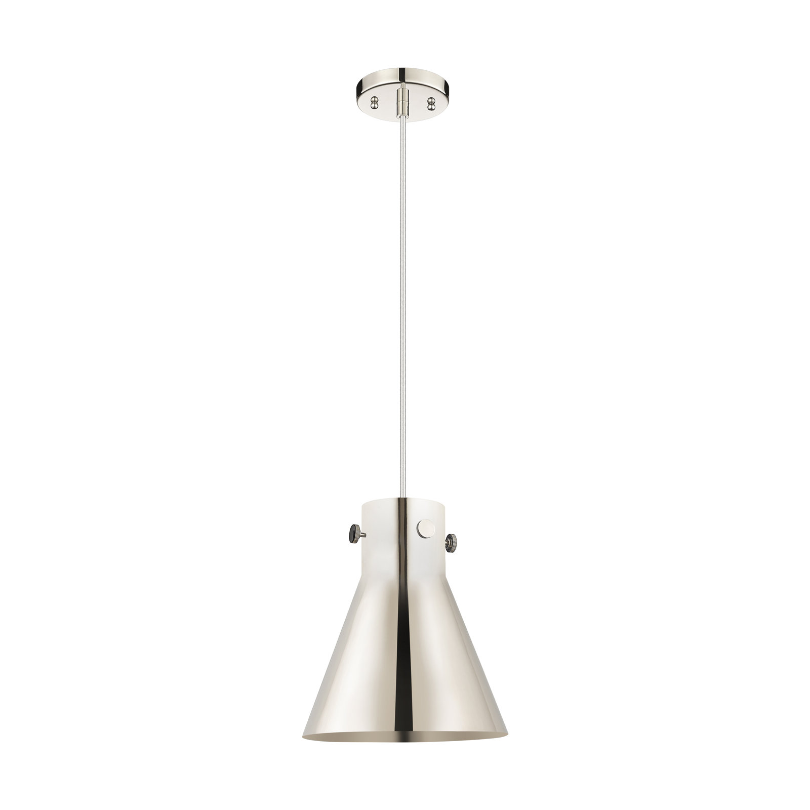 Coterie Single Light Metal Dimmable Pendant, Polished Nickel, 11" H x 10" W x 10" D