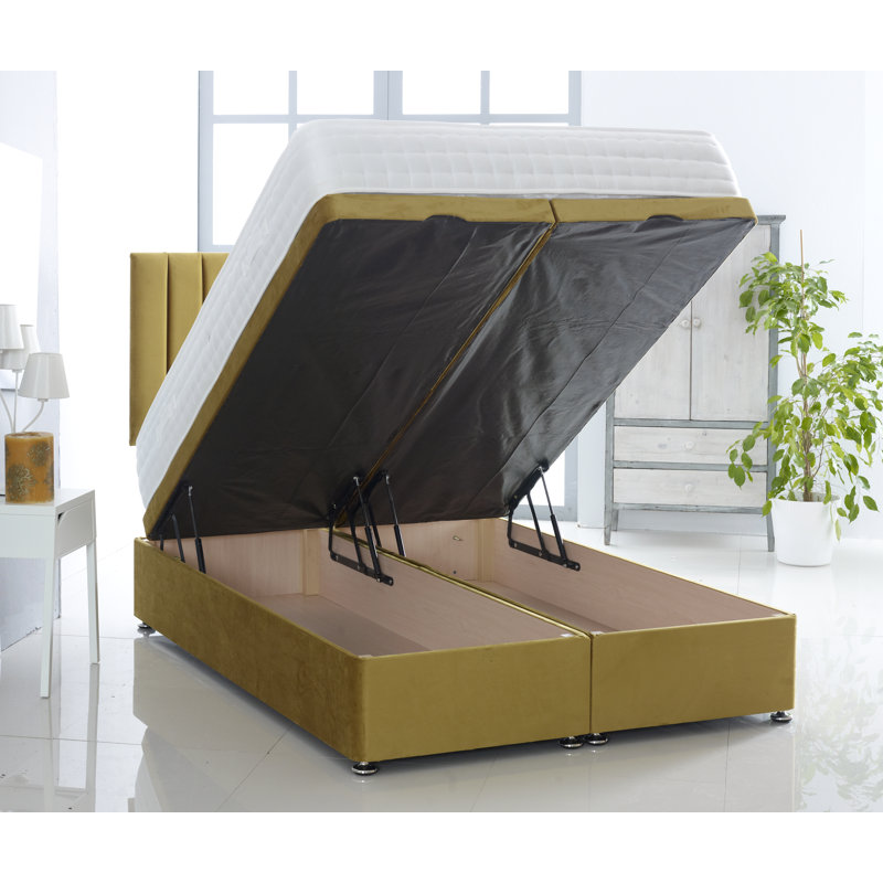 Ted Upholstered Ottoman Storage Bed, Kingsize (5'), Mustard