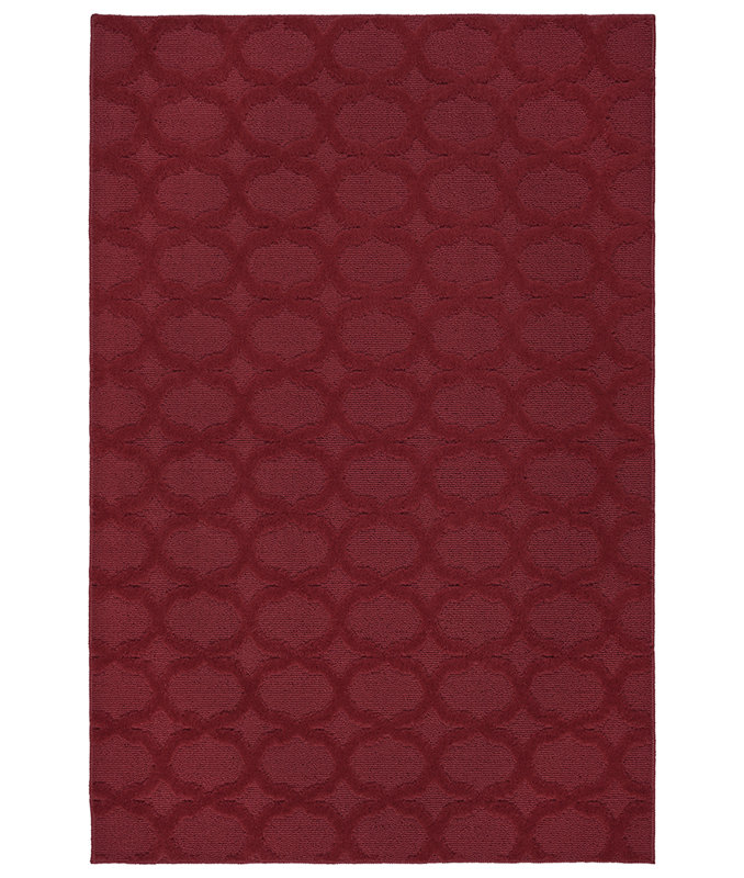 Tapis touffeté à motif géométrique rouge chili, Rectangulaire 3 pi x 5 pi