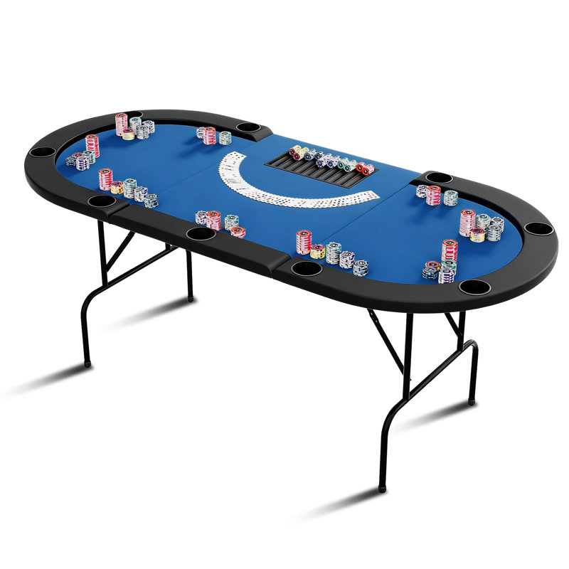 Table de poker ovale avec 9 porte-gobelets en plastique
