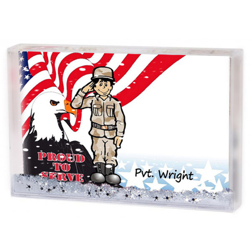Armée américaine personnalisée - Cadre de boule à neige mâle 6 po x 4 po, H 2,5 po x l 3,75 po x P 1 po, Oui