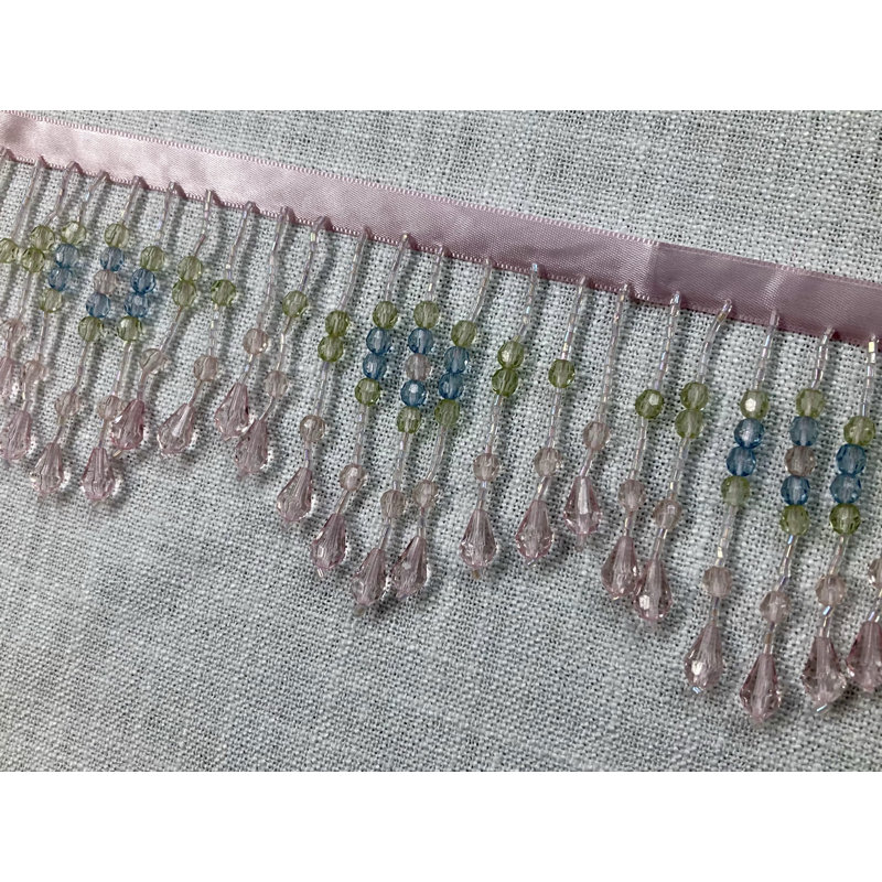Lucite Crystal Beaded Fringe 4.5" Width Trim Handmade