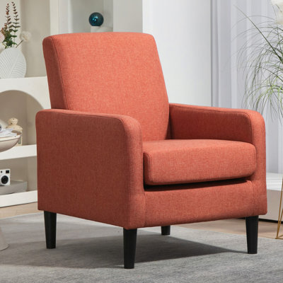 Fauteuil d'appoint rembourré en faux lin, fauteuil avec structure en bois massif, fauteuil simple pour le salon, la chambre à coucher