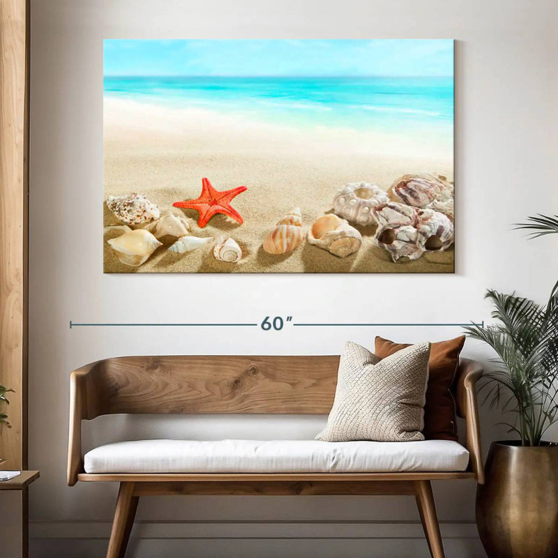 Coquillages d'Alvord à la plage, H 34 po x l 51 po