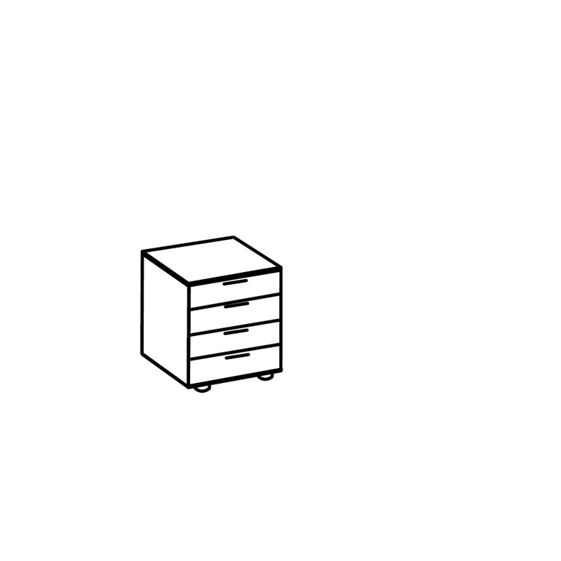 52cm W 4 - Drawer Chest of Drawers, Imitation white oak and grey glass