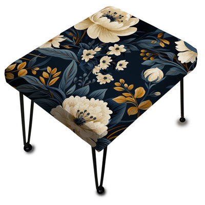 Motif floral bleu foncé et blanc Allure - Repose-pieds rectangulaire floral