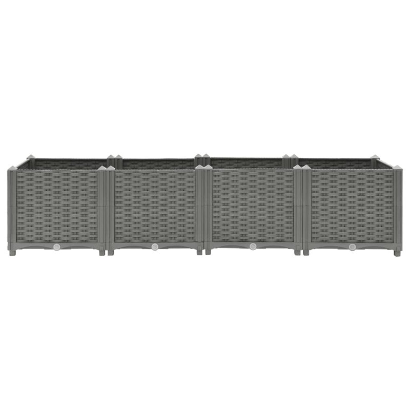 Raised Bed Polypropylene Garden Planter Pot Planting Box Flower Pot, Light Grey, 160 x 40 x 38 cm