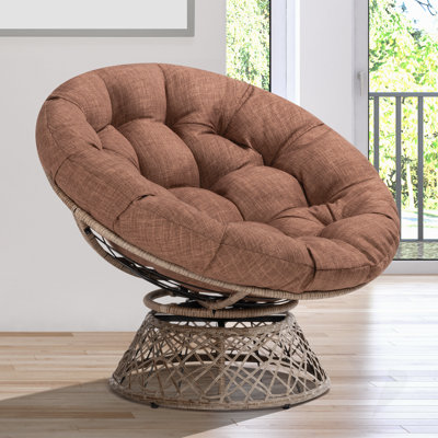 Ariyelle Swivel Papasan Accent Chair with Extra Thick Cushion for Ultimate Comfort