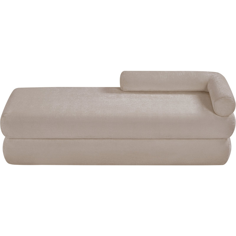 Banc rembourré en chenille Kennedy, Tissu chenille beige