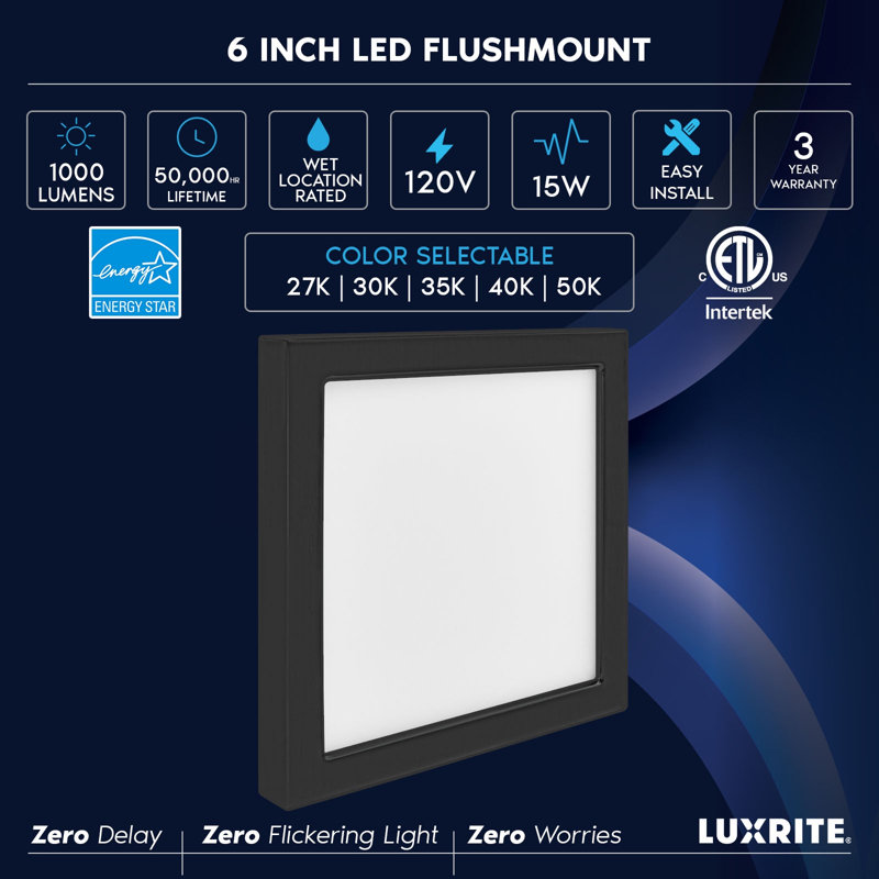 LED Flush Mount, Black