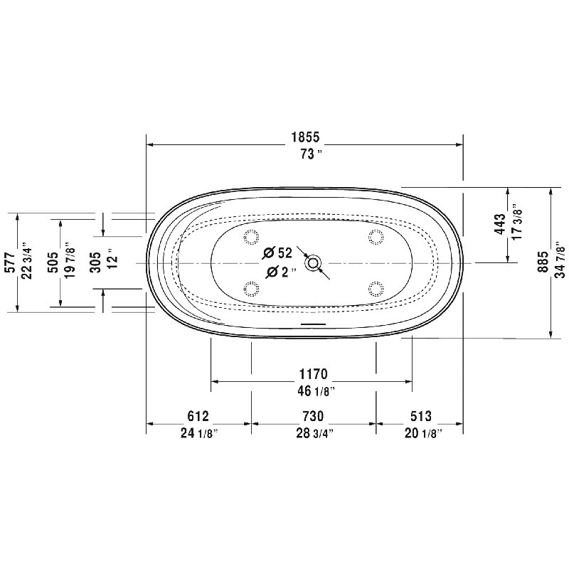 Cape Cod 73" x 35" Pedestal Soaking Bathtub