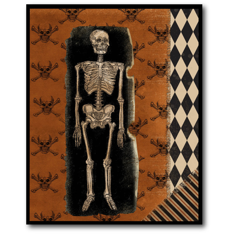 Reproduction d’art graphique sur toile tendue skeleton, H 40 po x l 30 po x 1,5 po