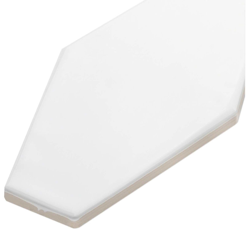 Manchester 4x8 Hexagon Glossy Ceramic Tile, Bianco White