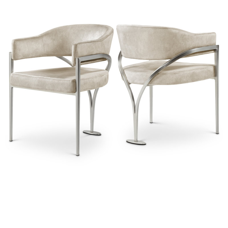 Kirsi Velvet Dining Chair, Stone Velvet, Silver