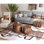 Ensemble de 2 tables basses gigognes, tables basses rondes modernes, tables d'appoint circulaires en bois pour petits espaces, salon, chambre à coucher, balcon, bureau, tambour, table d'appoint, ronce brune