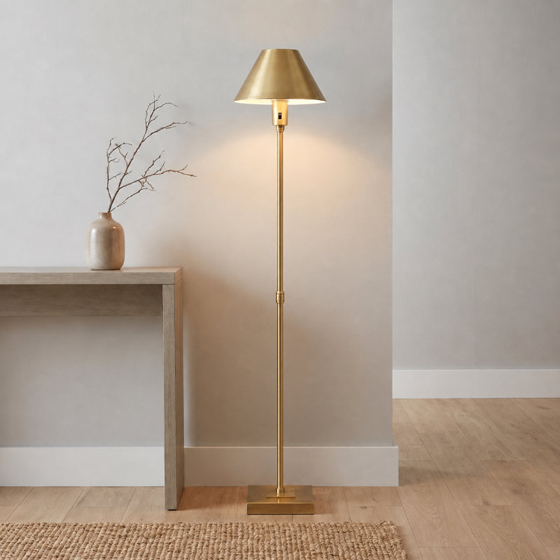 48" Metal Table Lamp With Gold Shade