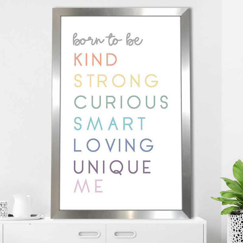 «Born to be me» par Anna Quach - impression, Encadrement argenté, H 39,5 po x l 27,5 po x P 0,75 po