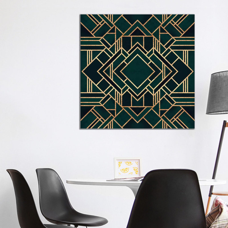 Art déco II par Elisabeth Fredriksson - impression d'art graphique, H 37 po x l 37 po x P 1,5 po, Toile tendue, Pas de tapis