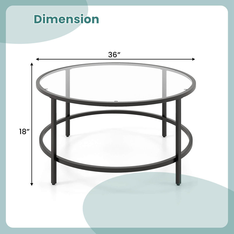 Glass Top Coffee Table, Black