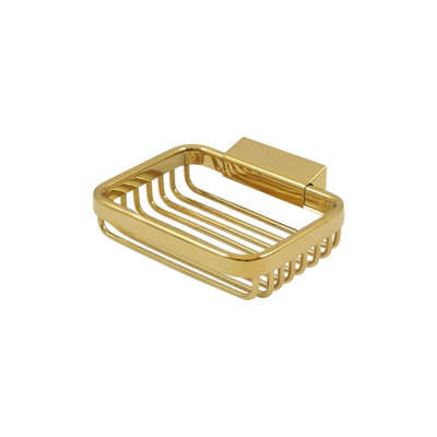 Deltana WBR4535CR003 Wire Basket, 4-3/4" Rectangular Soap Holder in PVD Polished Brass