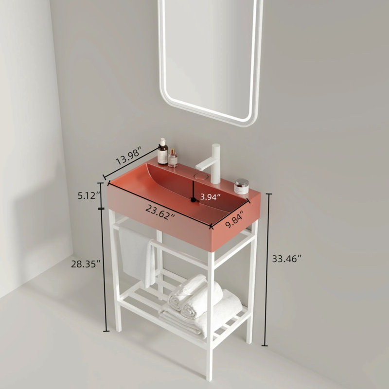 Bathroom Sink Without Cabinet,  Ceramic Basin, Copper