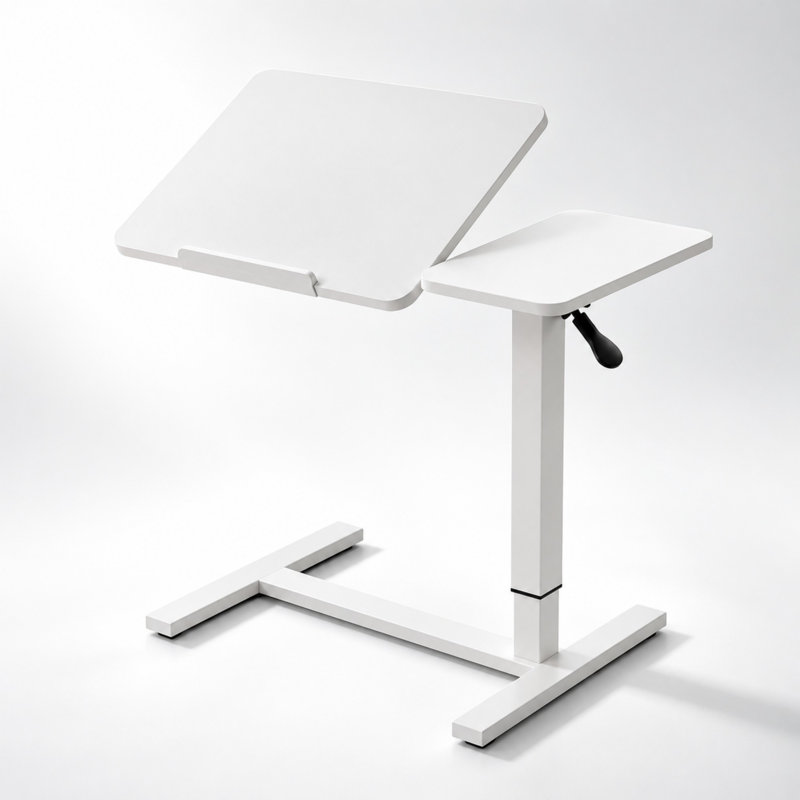 Table de lit réglable en hauteur de 31,5 pouces avec plateau inclinable et roulettes dissimulées