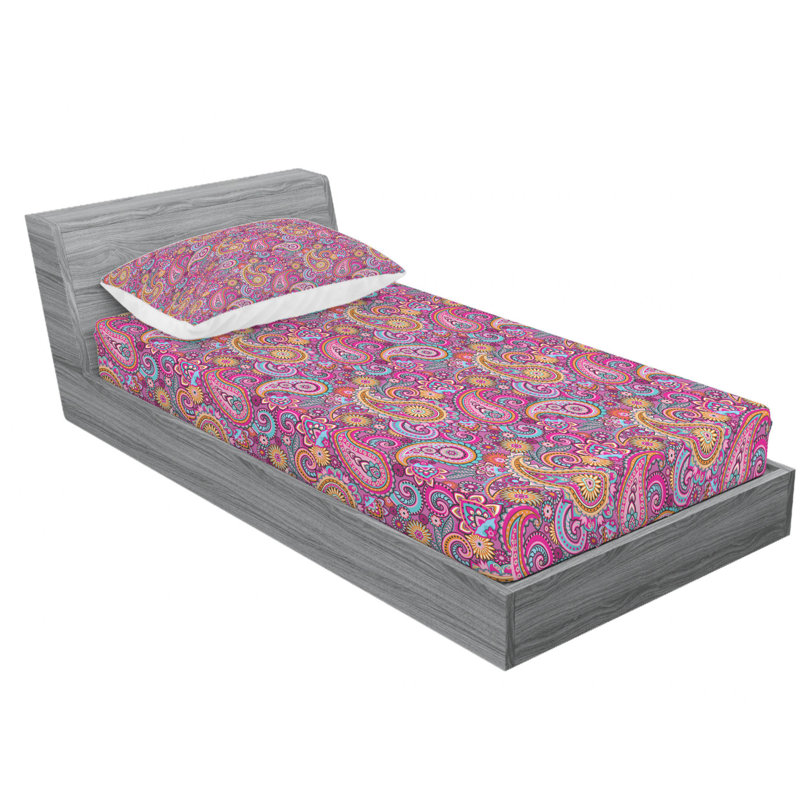 Microfiber Floral Sheet Set, Twin Sheet Set with 1 Pillowcase, Paisley 5