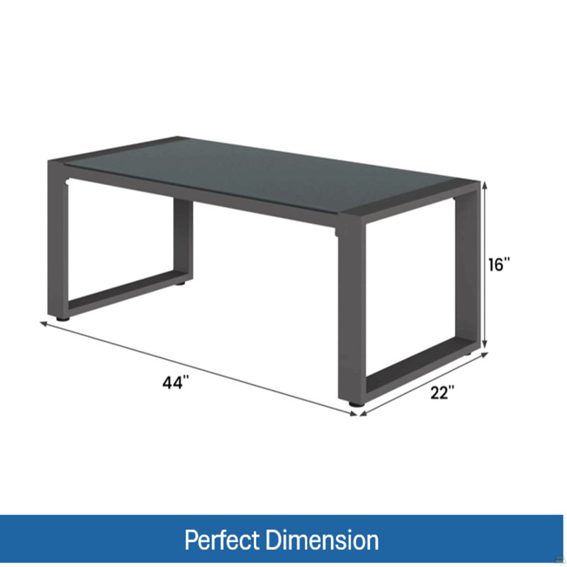 All-Weather Aluminum Outdoor Coffee Table, Black/Gray