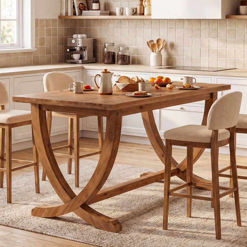 Fir Dining Table with Wood Base