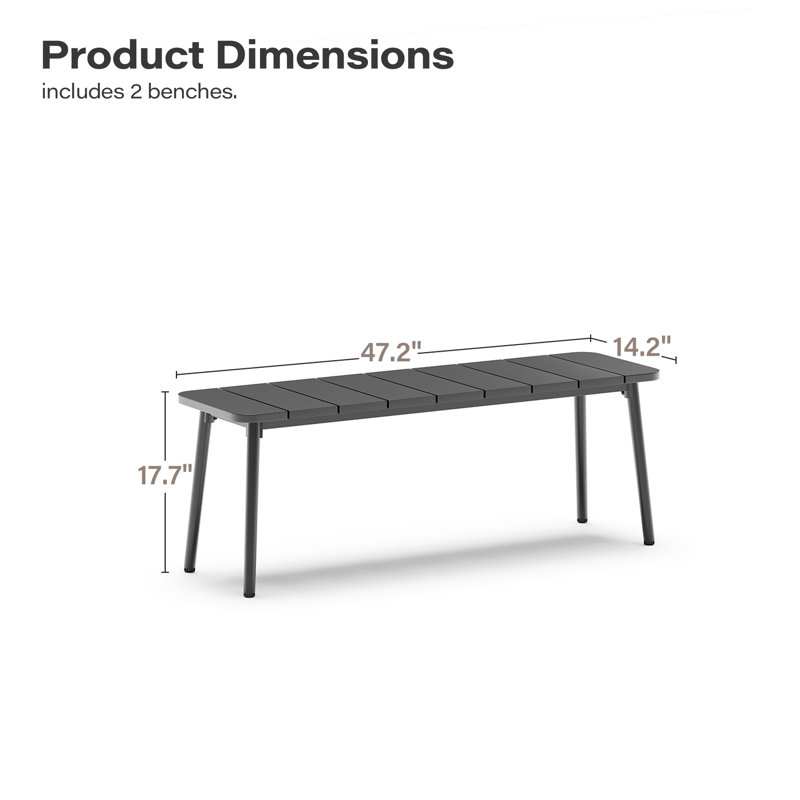 Bancs de patio en métal pour 2 personnes